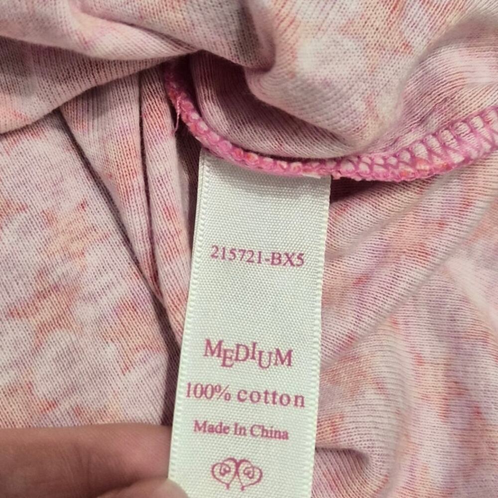 Victoria's Secret Sleep Shirt Nightgown Medium Hot Pink Green Long Sleeve - Picture 7 of 7
